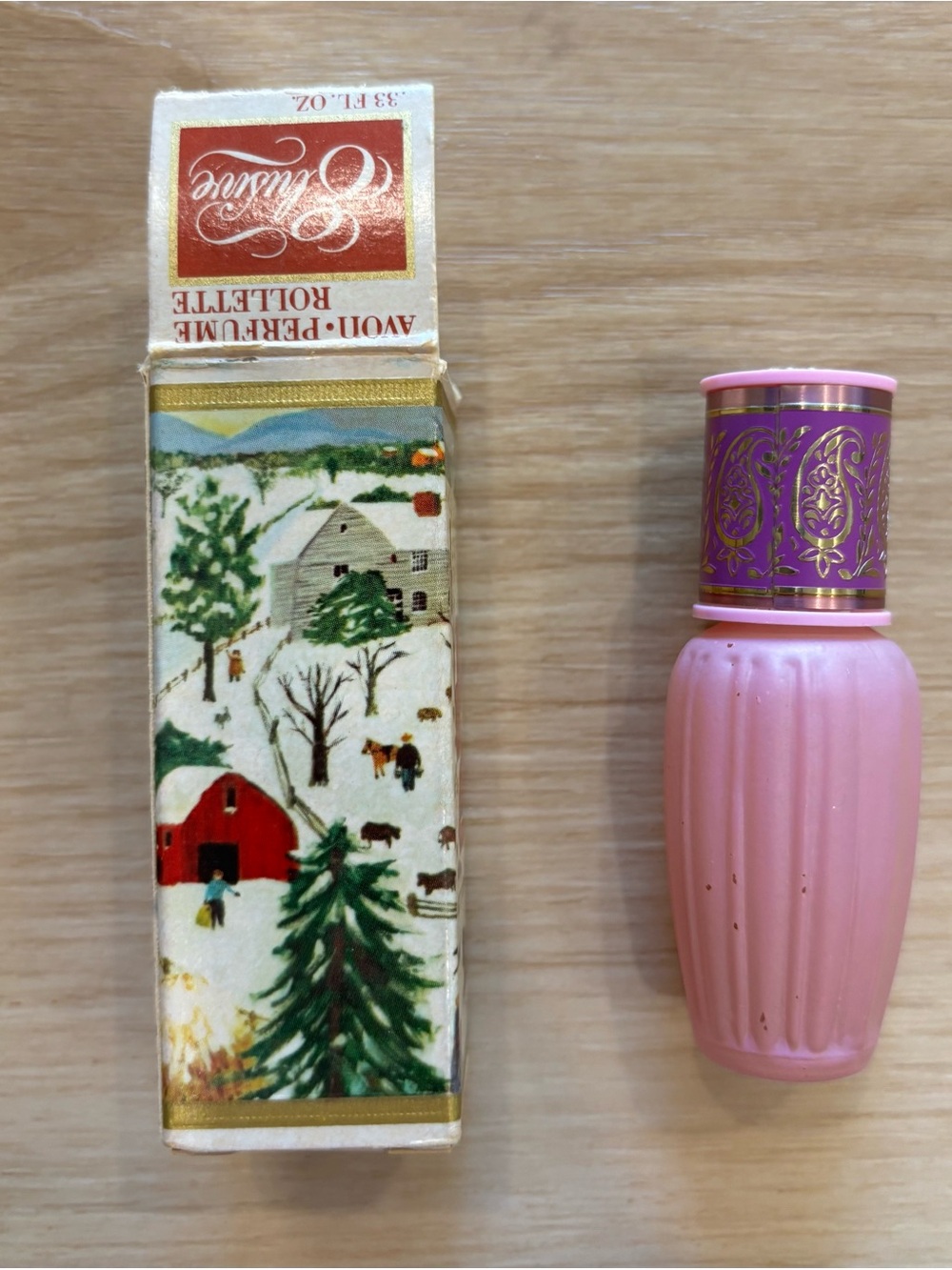 Avon Pink & Gold Decorative Roll-On  Bottle from the 1960’s